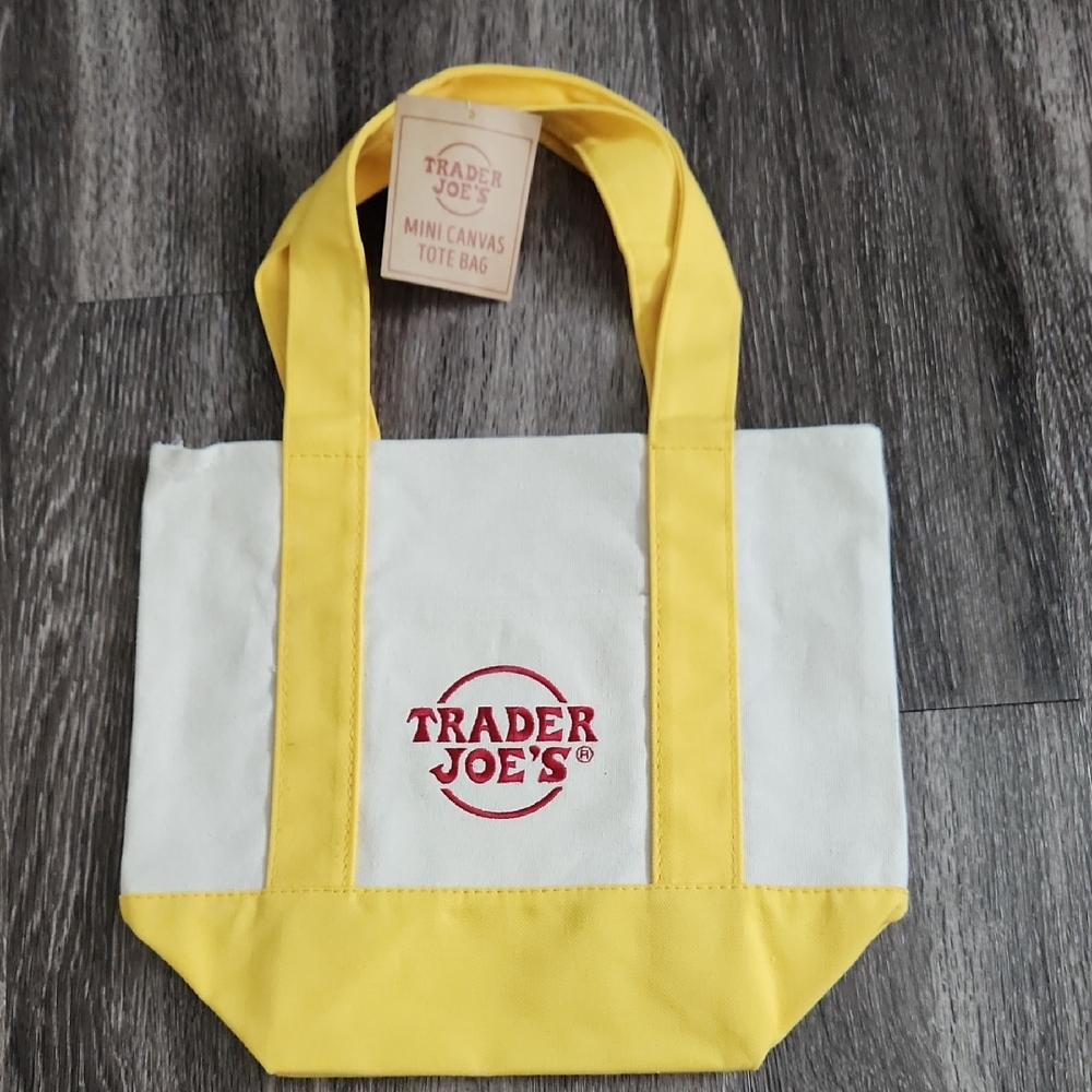 Trader Joe's Mini Yellow Canvas Tote Bag